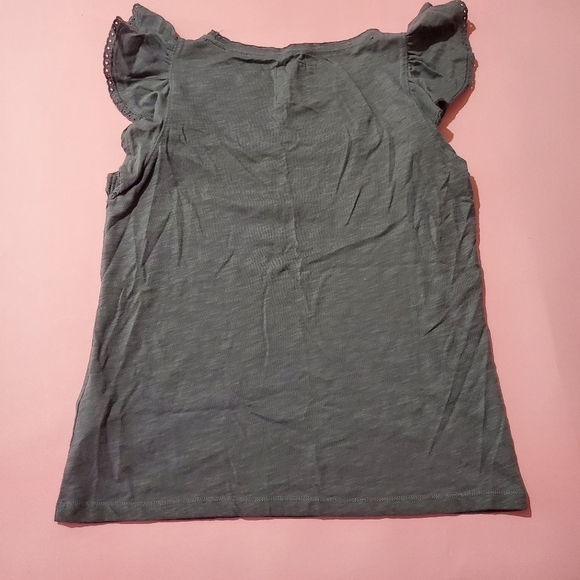 Hollister Grey Knit Top Eyelet Lace Ruffles Super Cute Preppy - Picture 5 of 8